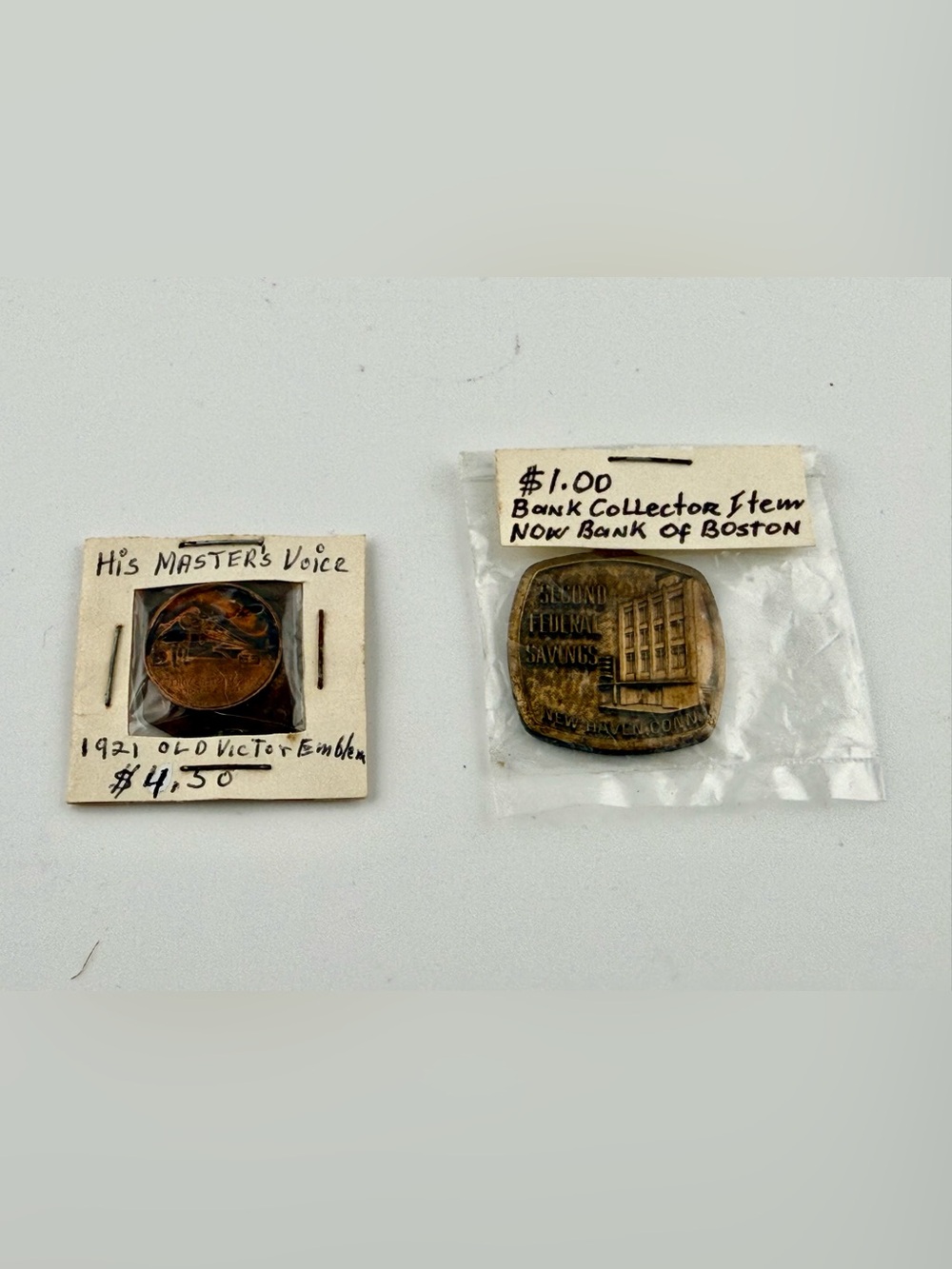 Vintage Exonumia Lot: 1921 Victor Phonograph Emblem & Bank Token